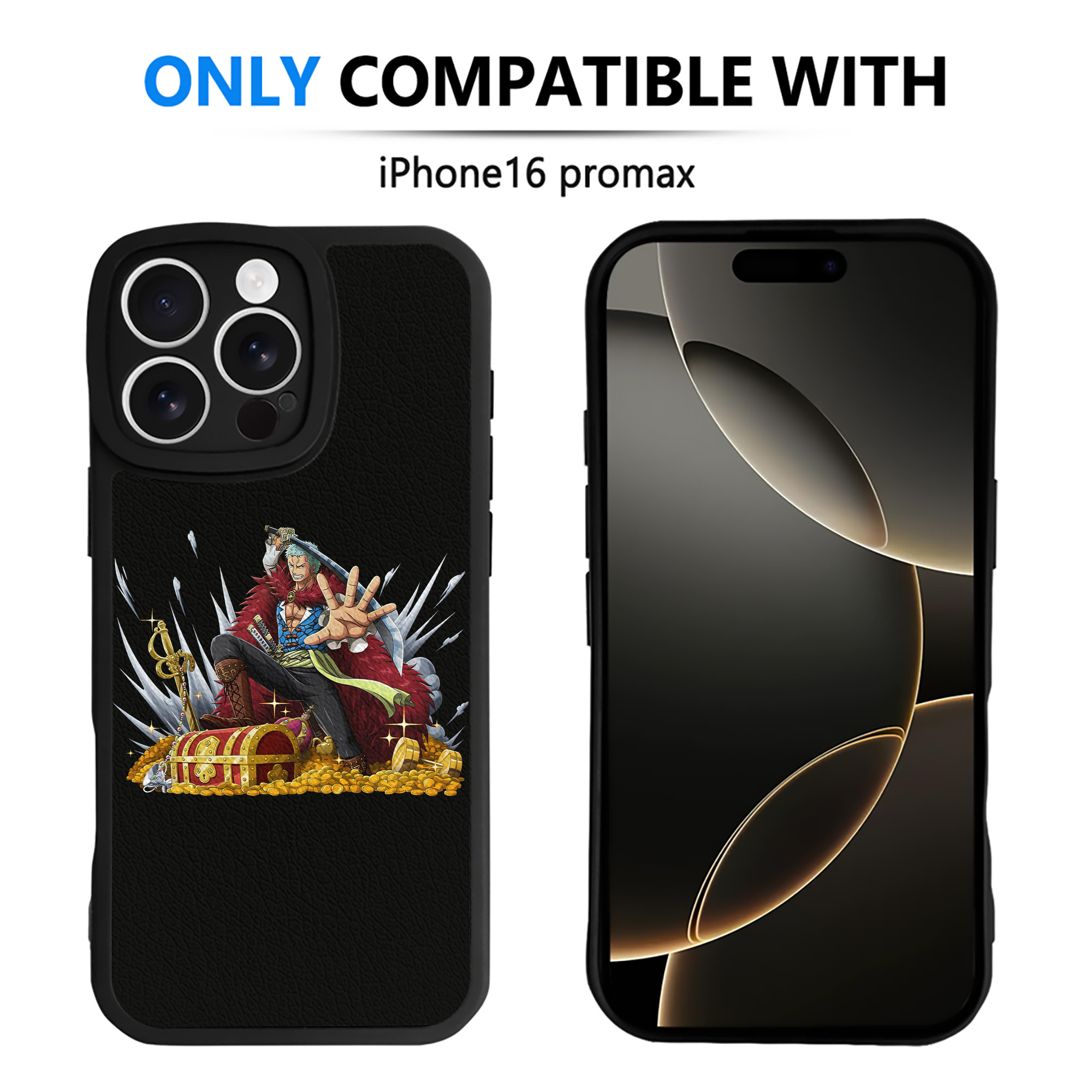 （画像用） ワンピース ロロノア・ゾロ ONE PIECE Roronoa Zoro 【iPhone 16シリーズ対応】シリコンスマホケース（レザー調） 材質：シリコン